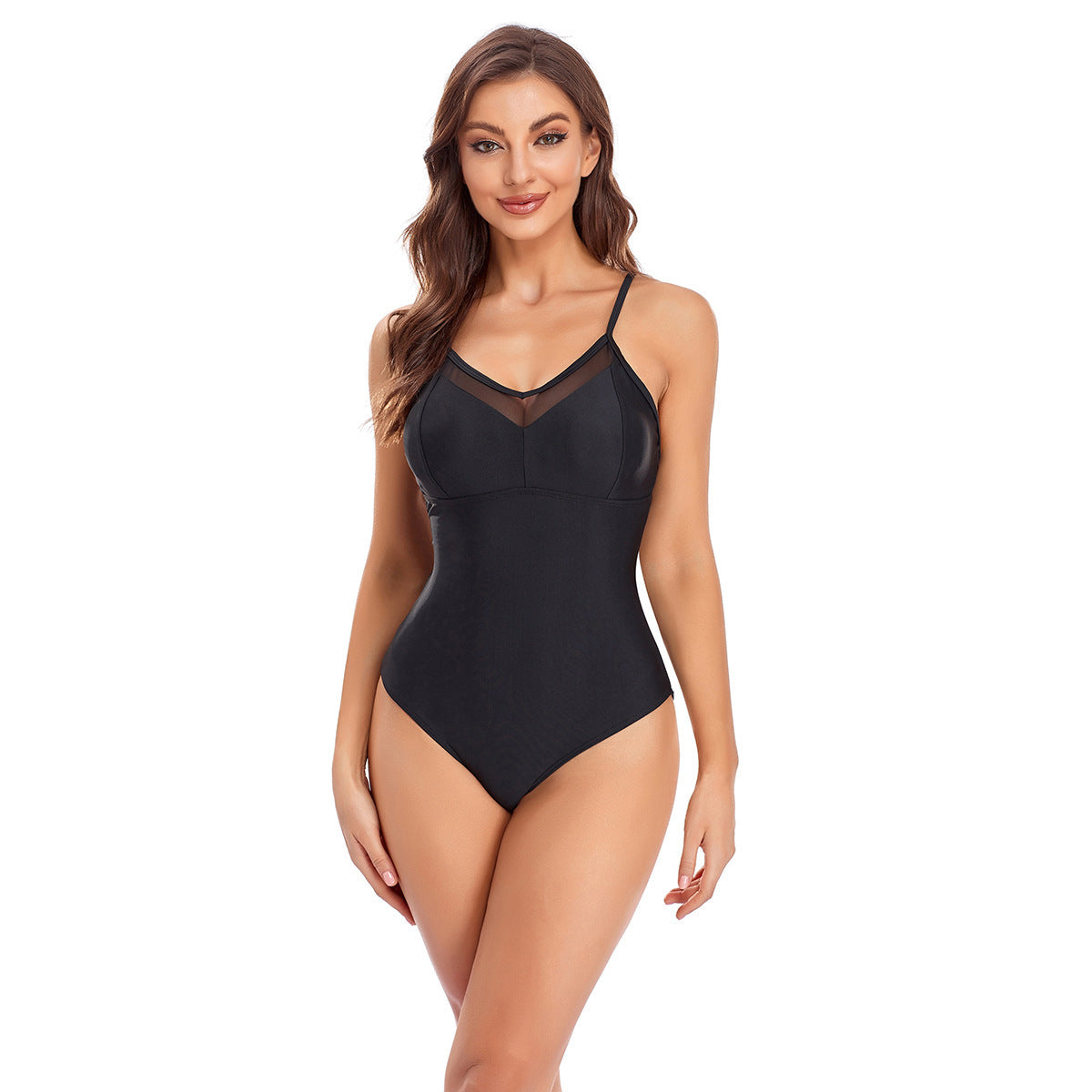 Wholesale Solid Color One-Piece Polyester Swimwear